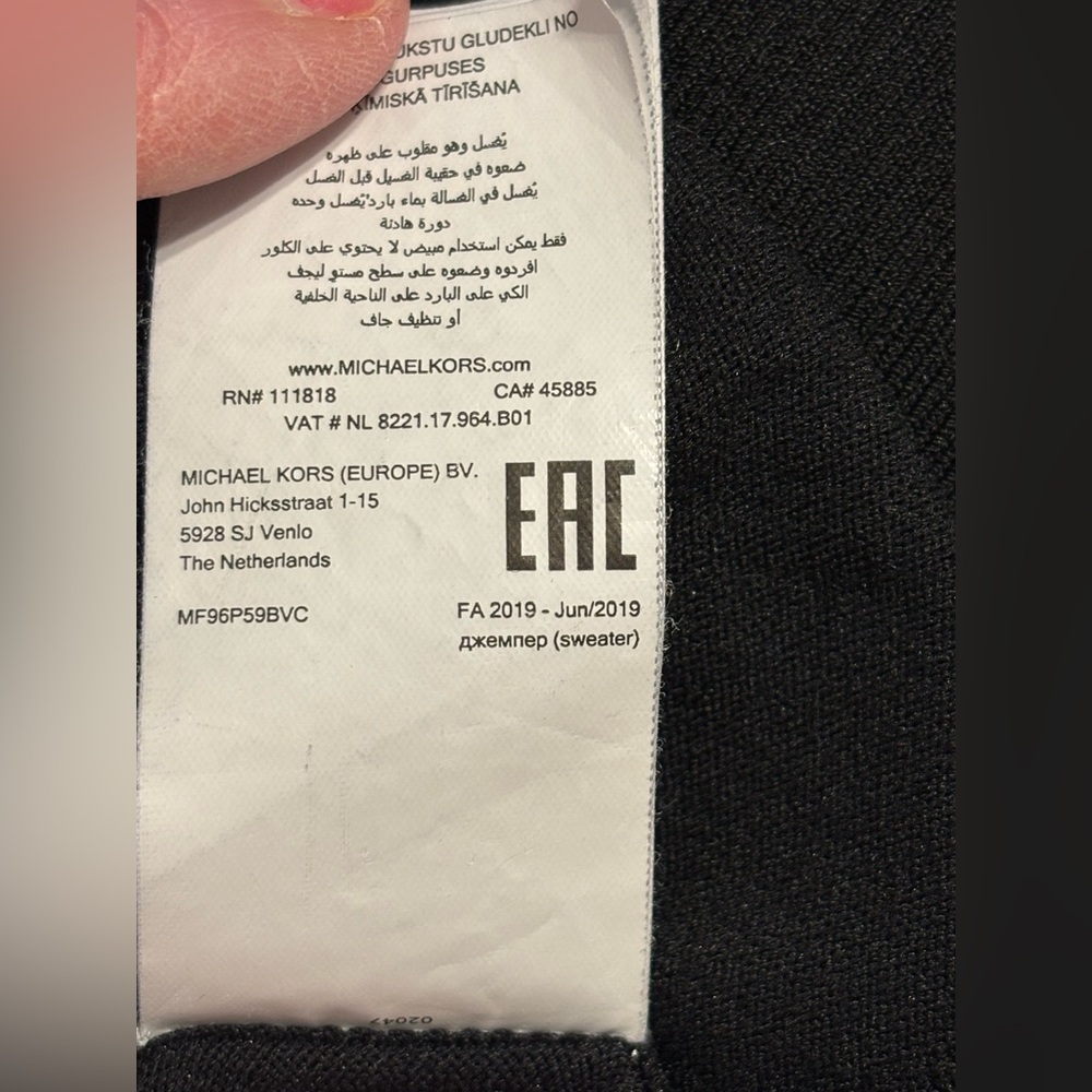 Michael Kors Black Sleeveless Tank top turtleneck size XS white MK logo detail - Picture 10 of 11